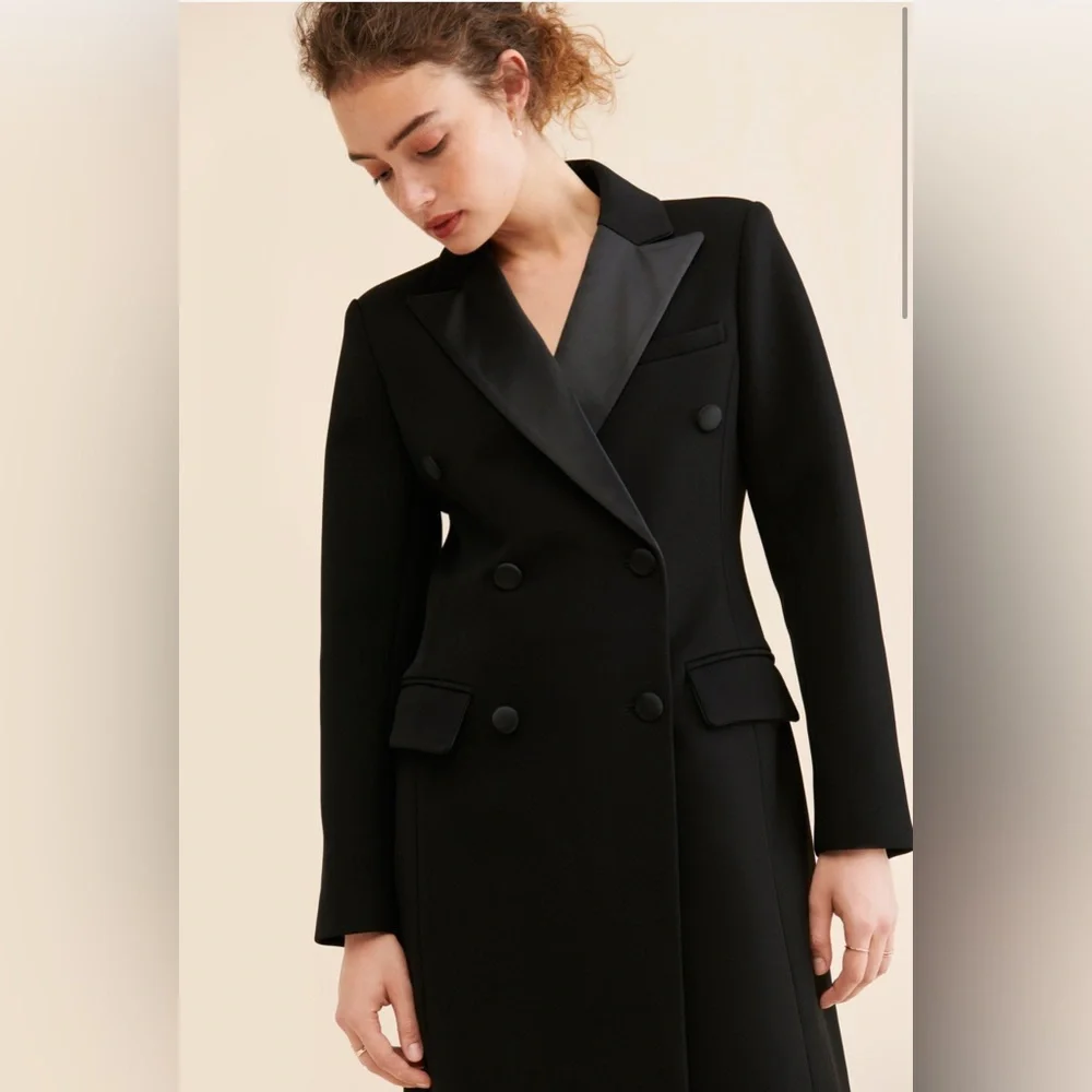 NWT Avec Les Filles Tuxedo Double-Breasted Coat - Picture 2 of 6